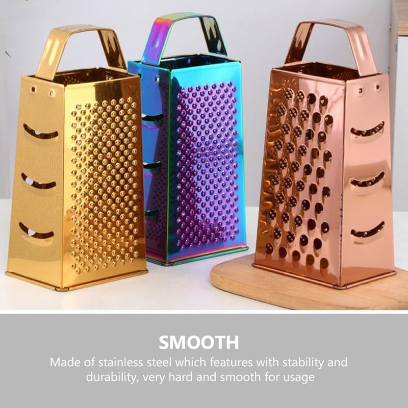 4 Sided Rose Gold Stainless Steel Cheese Grater Vegetable Cutter Multifunctional Kitchen Tool - Image 5